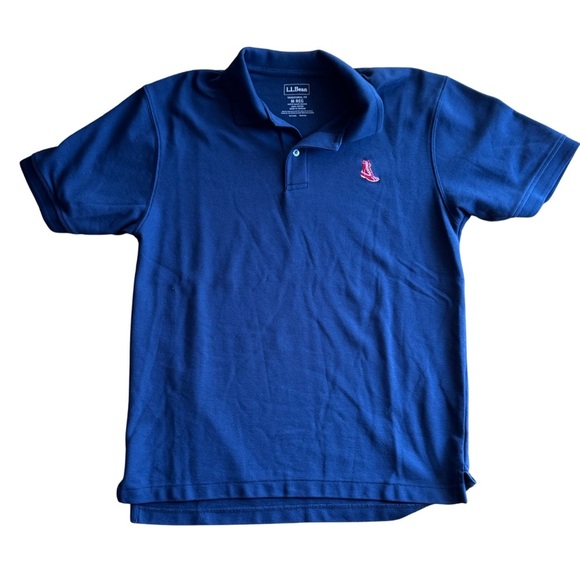 L.L. Bean Navy Polo Shirt with Red Bean Boot Logo Size Medium - Picture 1 of 3